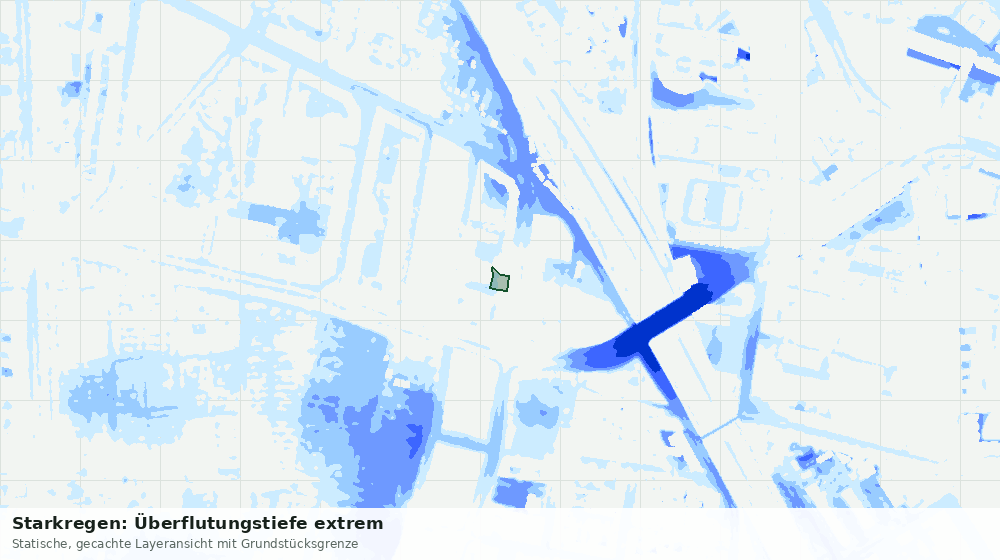 Statische Kartenansicht: Starkregen: Überflutungstiefe extrem