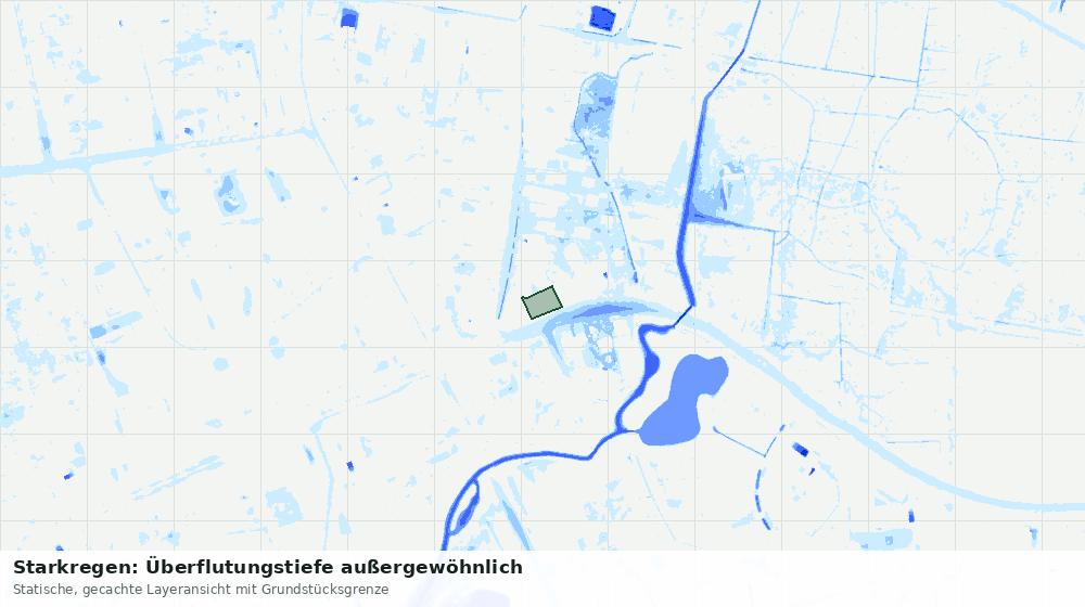 Statische Kartenansicht: Starkregen: Überflutungstiefe außergewöhnlich
