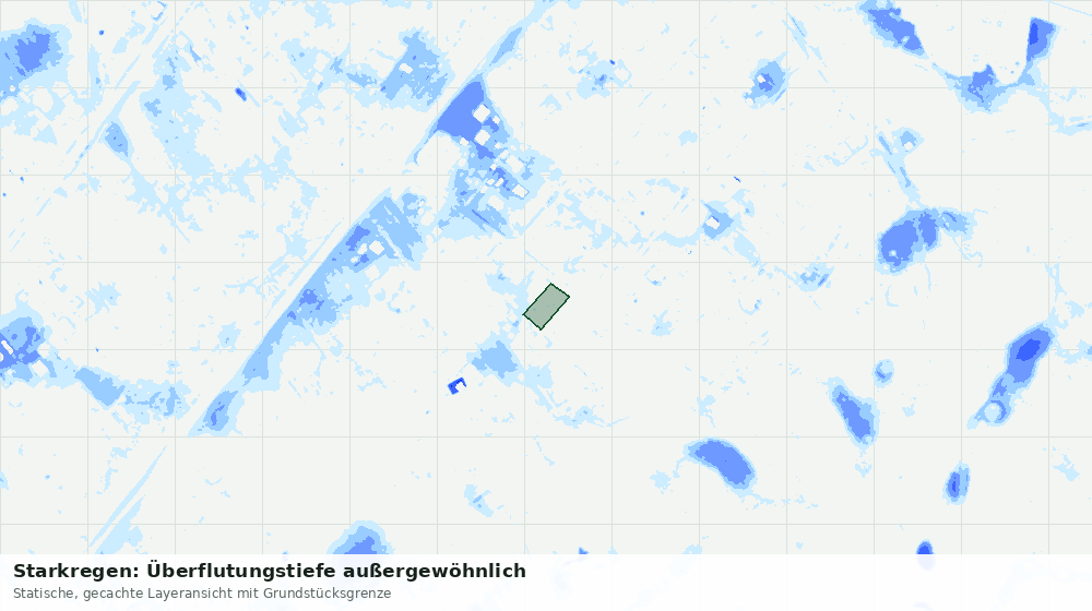 Statische Kartenansicht: Starkregen: Überflutungstiefe außergewöhnlich