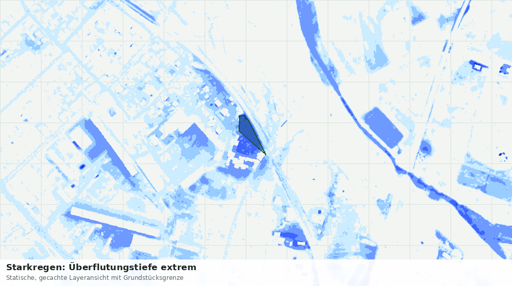 Statische Kartenansicht: Starkregen: Überflutungstiefe extrem