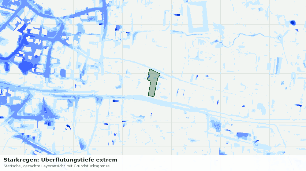 Statische Kartenansicht: Starkregen: Überflutungstiefe extrem