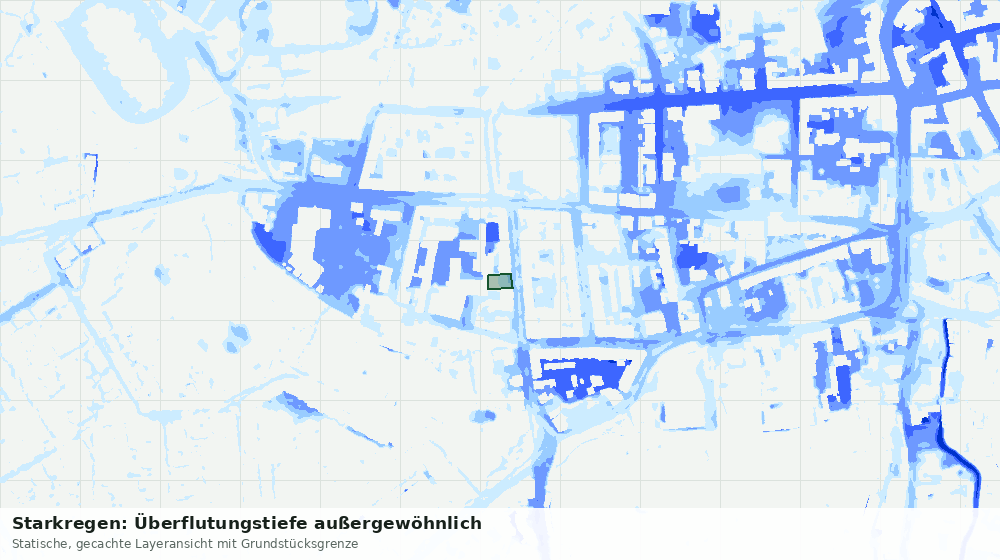Statische Kartenansicht: Starkregen: Überflutungstiefe außergewöhnlich