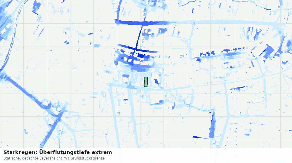 Statische Kartenansicht: Starkregen: Überflutungstiefe extrem