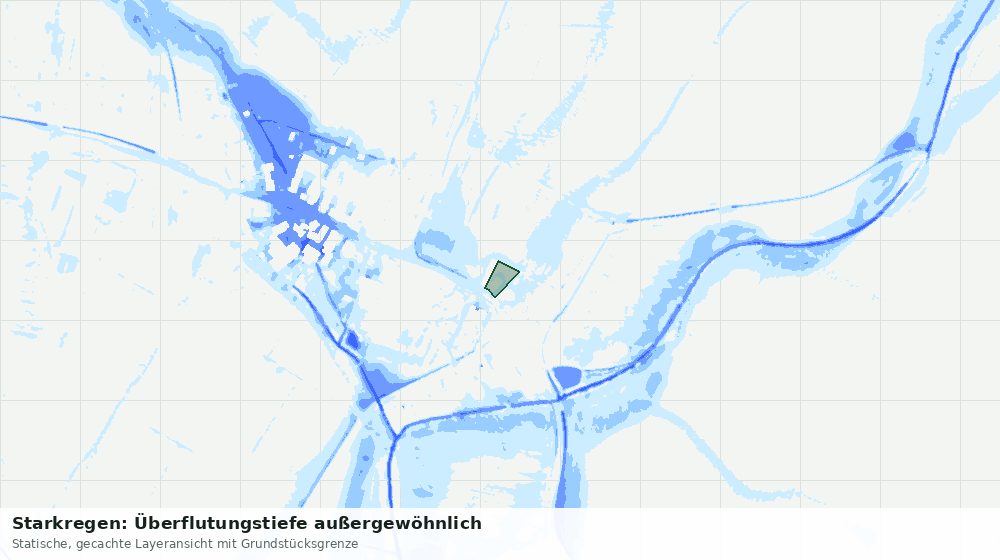 Statische Kartenansicht: Starkregen: Überflutungstiefe außergewöhnlich
