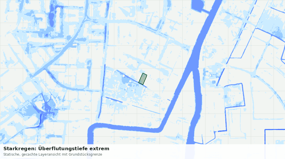 Statische Kartenansicht: Starkregen: Überflutungstiefe extrem