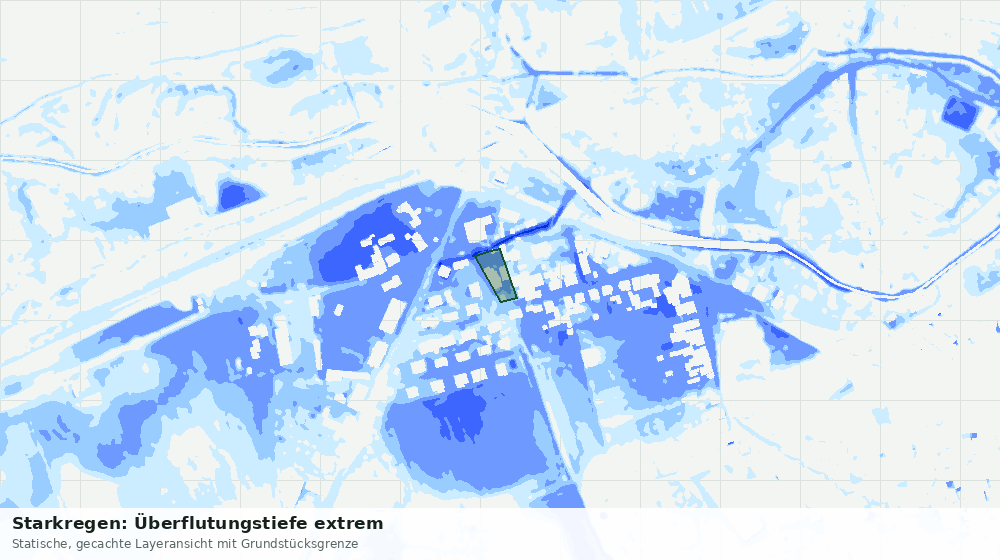 Statische Kartenansicht: Starkregen: Überflutungstiefe extrem