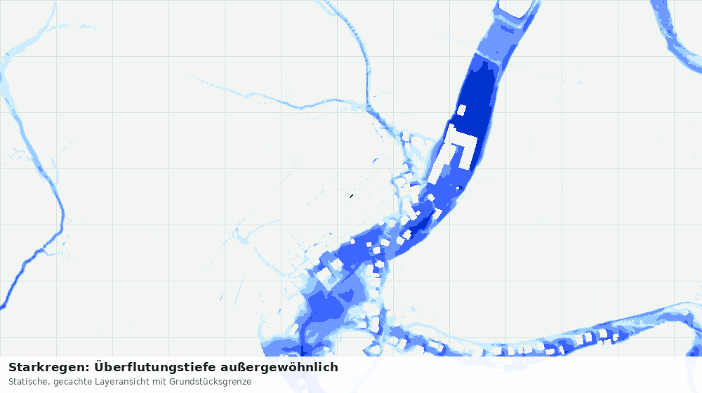 Statische Kartenansicht: Starkregen: Überflutungstiefe außergewöhnlich