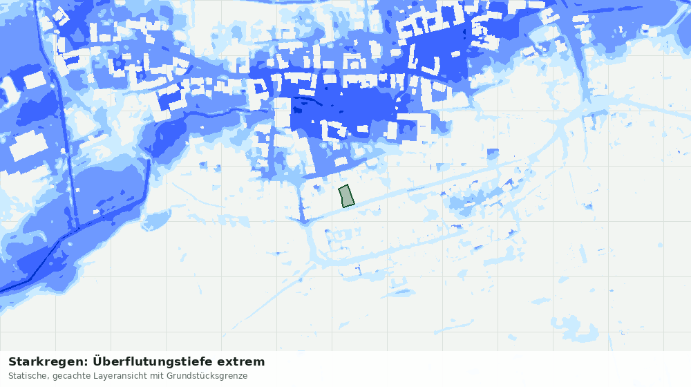 Statische Kartenansicht: Starkregen: Überflutungstiefe extrem