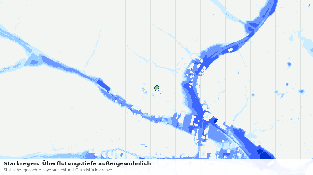 Statische Kartenansicht: Starkregen: Überflutungstiefe außergewöhnlich