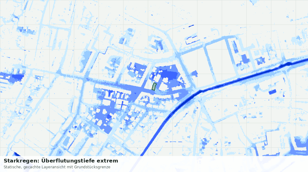 Statische Kartenansicht: Starkregen: Überflutungstiefe extrem