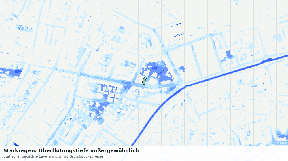 Statische Kartenansicht: Starkregen: Überflutungstiefe außergewöhnlich