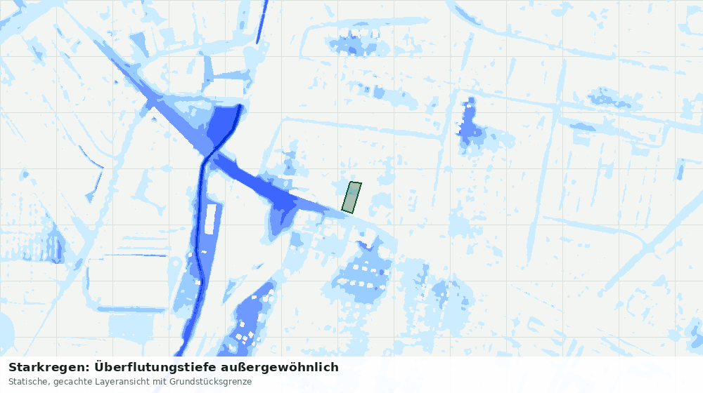 Statische Kartenansicht: Starkregen: Überflutungstiefe außergewöhnlich