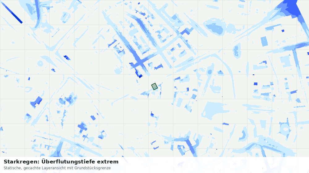Statische Kartenansicht: Starkregen: Überflutungstiefe extrem
