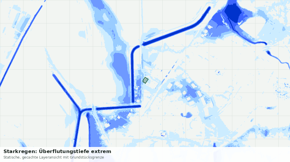 Statische Kartenansicht: Starkregen: Überflutungstiefe extrem