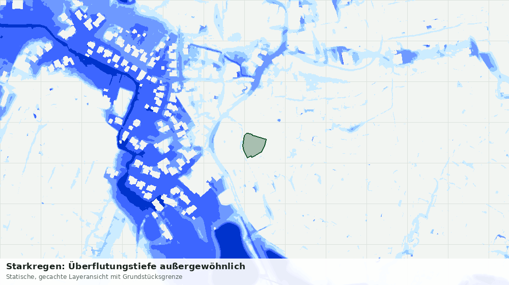 Statische Kartenansicht: Starkregen: Überflutungstiefe außergewöhnlich