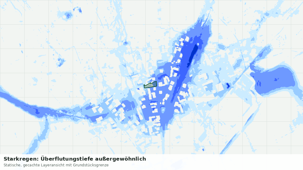 Statische Kartenansicht: Starkregen: Überflutungstiefe außergewöhnlich