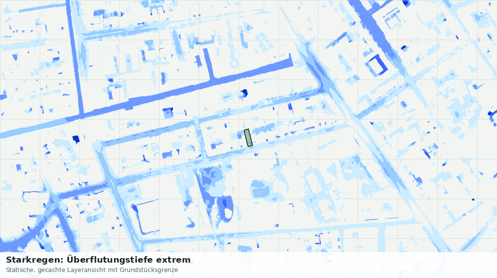 Statische Kartenansicht: Starkregen: Überflutungstiefe extrem