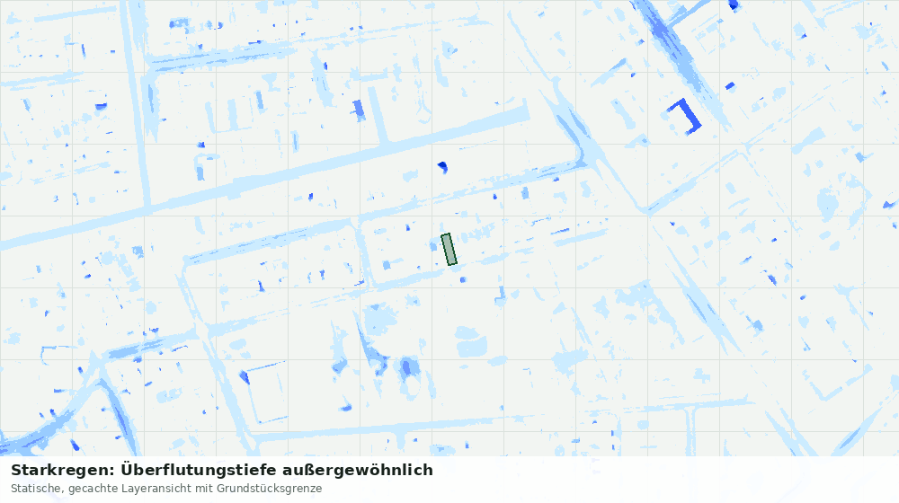 Statische Kartenansicht: Starkregen: Überflutungstiefe außergewöhnlich