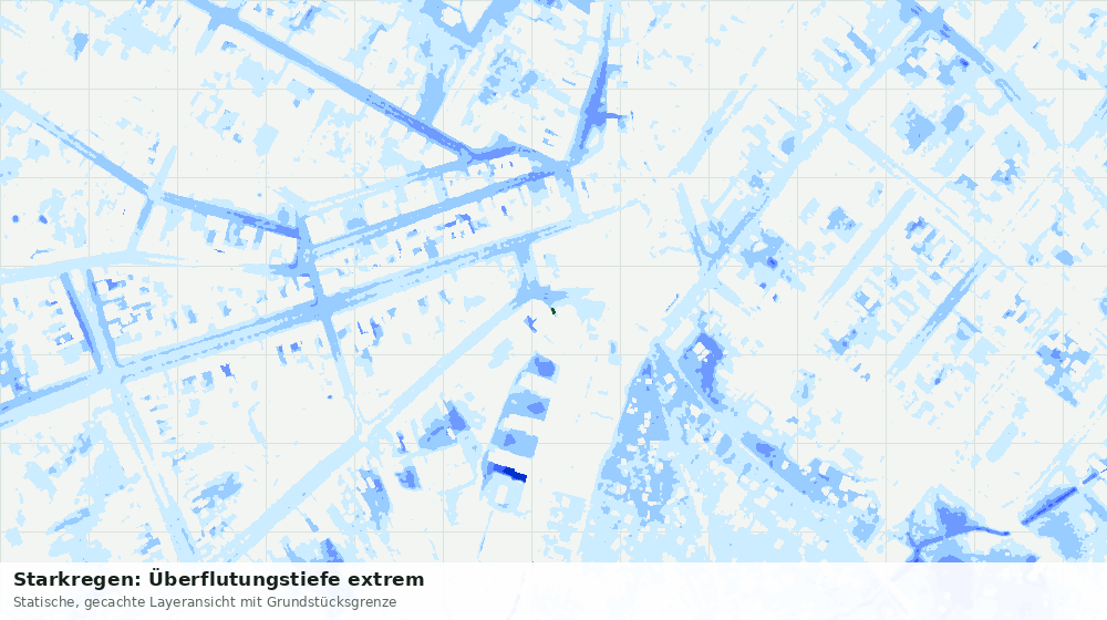Statische Kartenansicht: Starkregen: Überflutungstiefe extrem