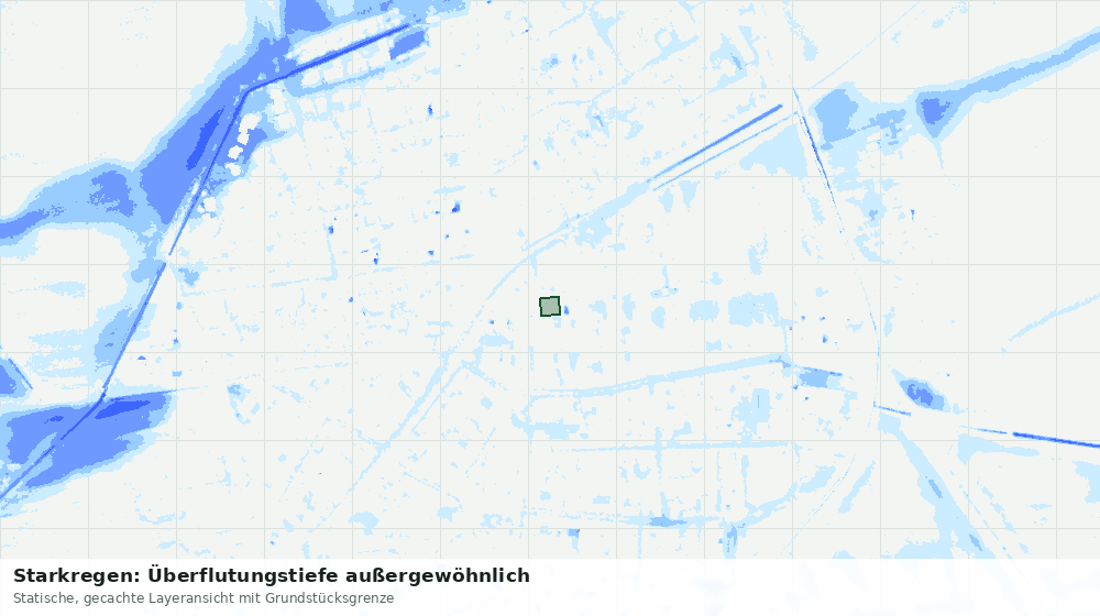 Statische Kartenansicht: Starkregen: Überflutungstiefe außergewöhnlich
