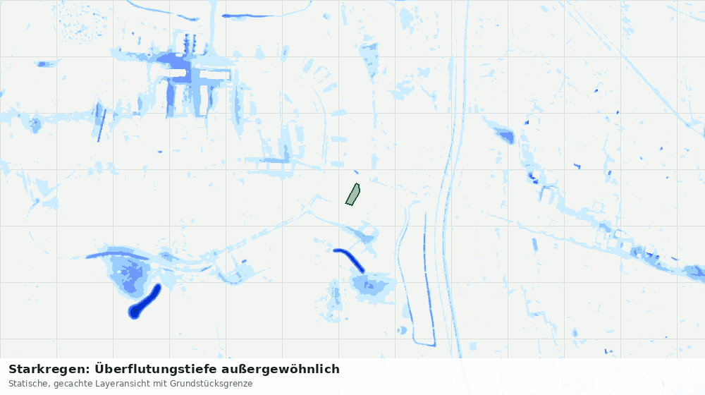 Statische Kartenansicht: Starkregen: Überflutungstiefe außergewöhnlich
