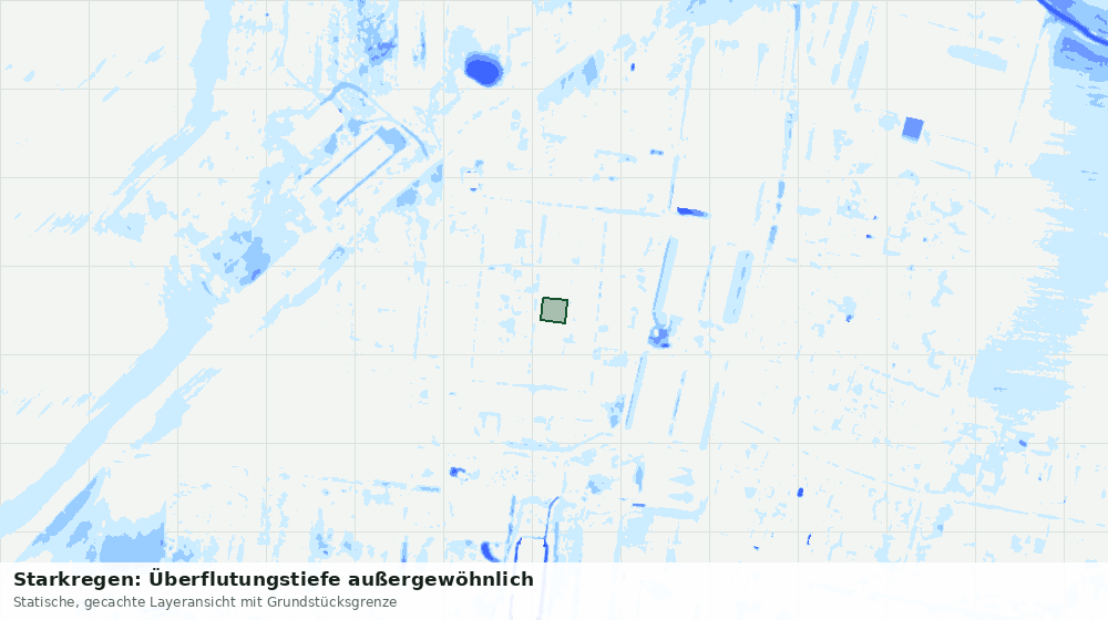 Statische Kartenansicht: Starkregen: Überflutungstiefe außergewöhnlich