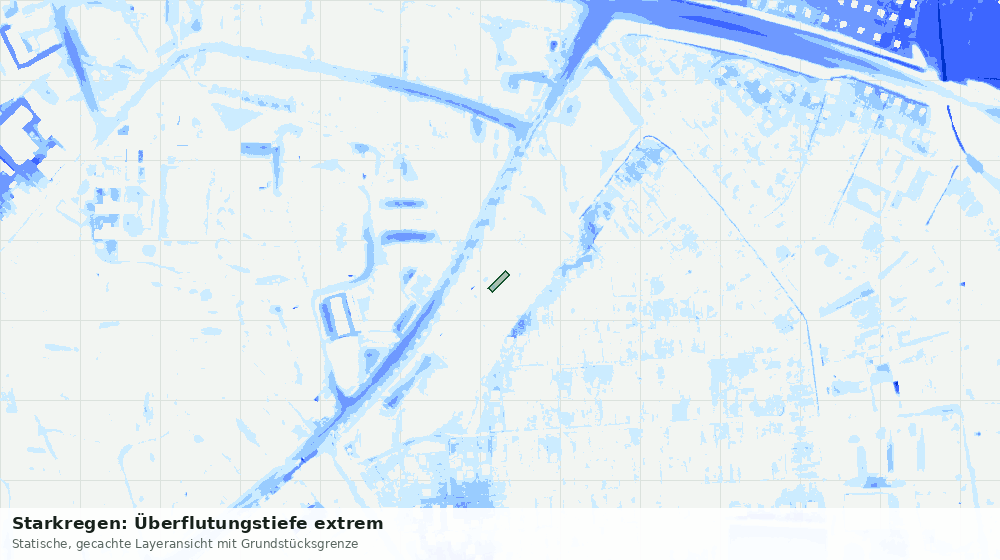 Statische Kartenansicht: Starkregen: Überflutungstiefe extrem