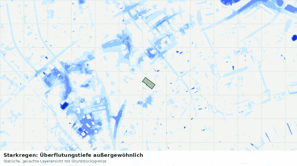 Statische Kartenansicht: Starkregen: Überflutungstiefe außergewöhnlich