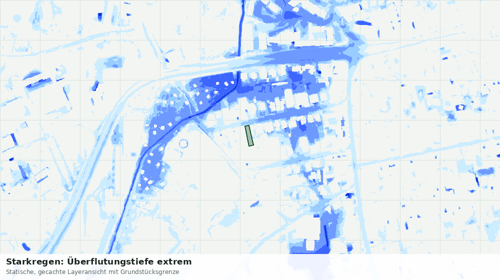 Statische Kartenansicht: Starkregen: Überflutungstiefe extrem