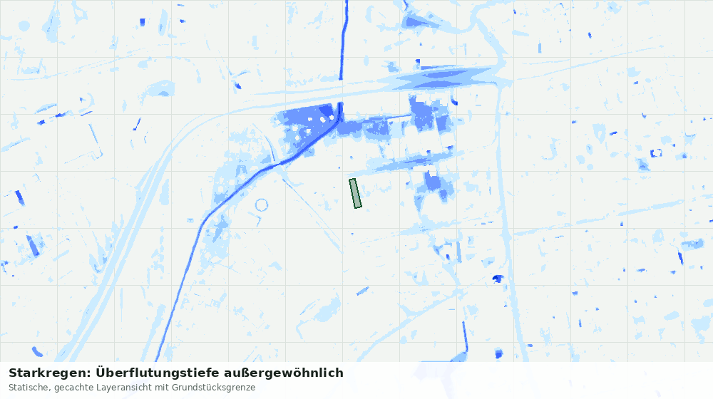Statische Kartenansicht: Starkregen: Überflutungstiefe außergewöhnlich