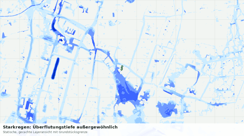 Statische Kartenansicht: Starkregen: Überflutungstiefe außergewöhnlich