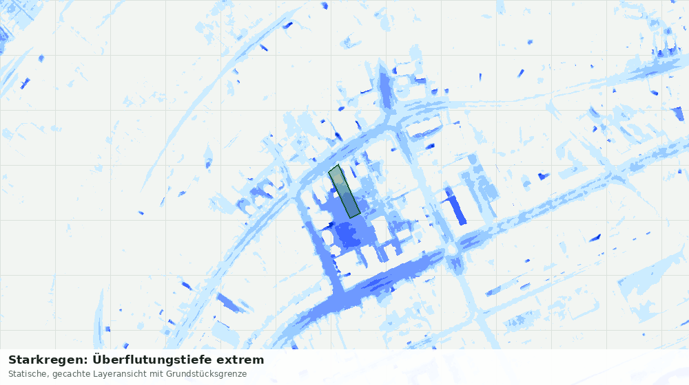 Statische Kartenansicht: Starkregen: Überflutungstiefe extrem