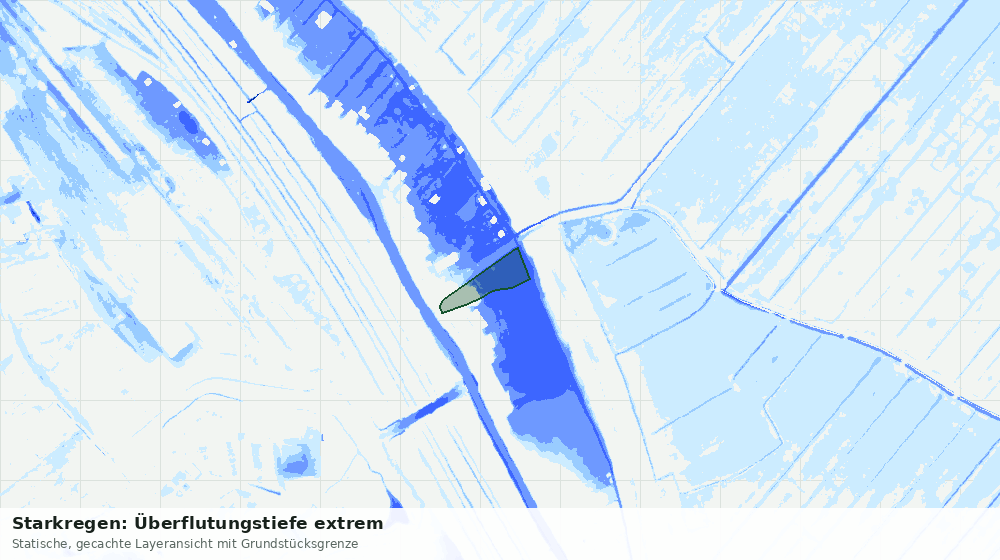Statische Kartenansicht: Starkregen: Überflutungstiefe extrem