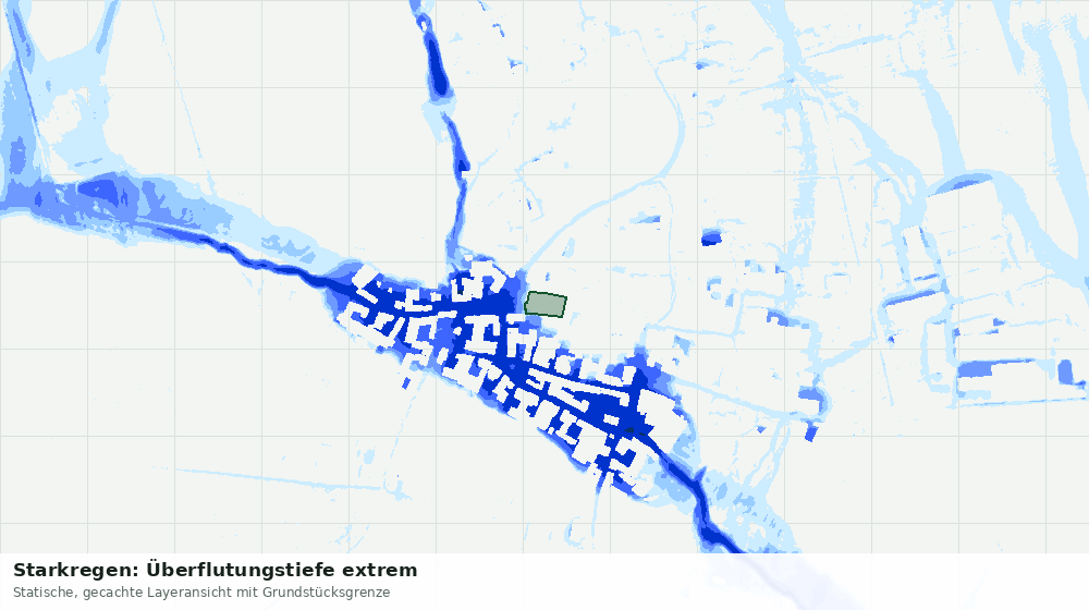 Statische Kartenansicht: Starkregen: Überflutungstiefe extrem