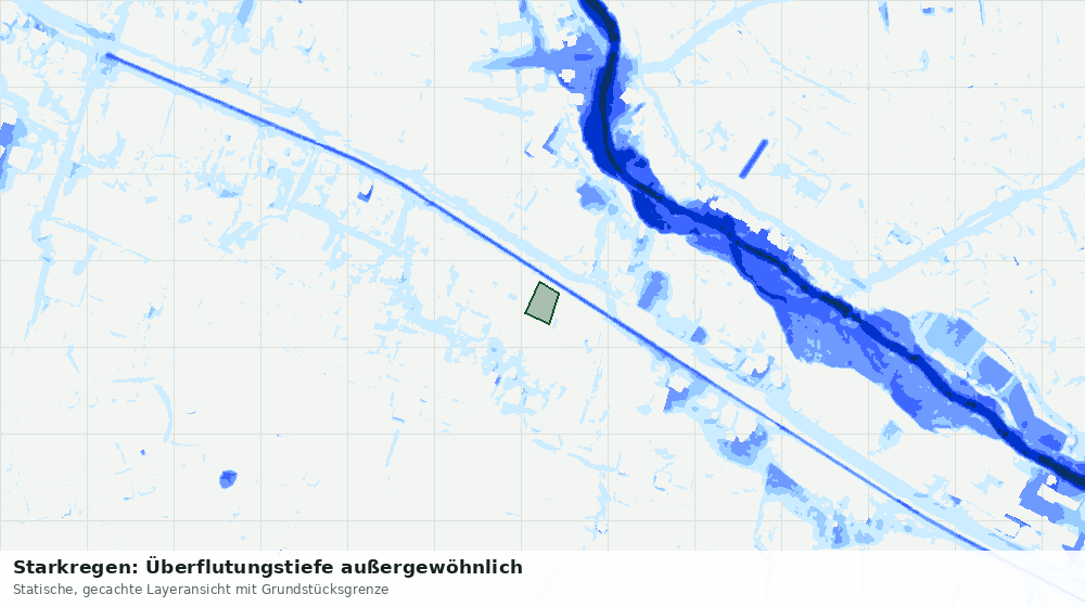 Statische Kartenansicht: Starkregen: Überflutungstiefe außergewöhnlich