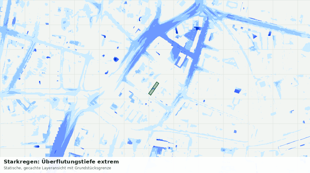 Statische Kartenansicht: Starkregen: Überflutungstiefe extrem