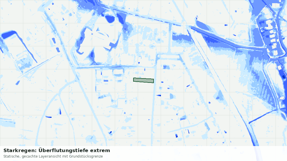 Statische Kartenansicht: Starkregen: Überflutungstiefe extrem