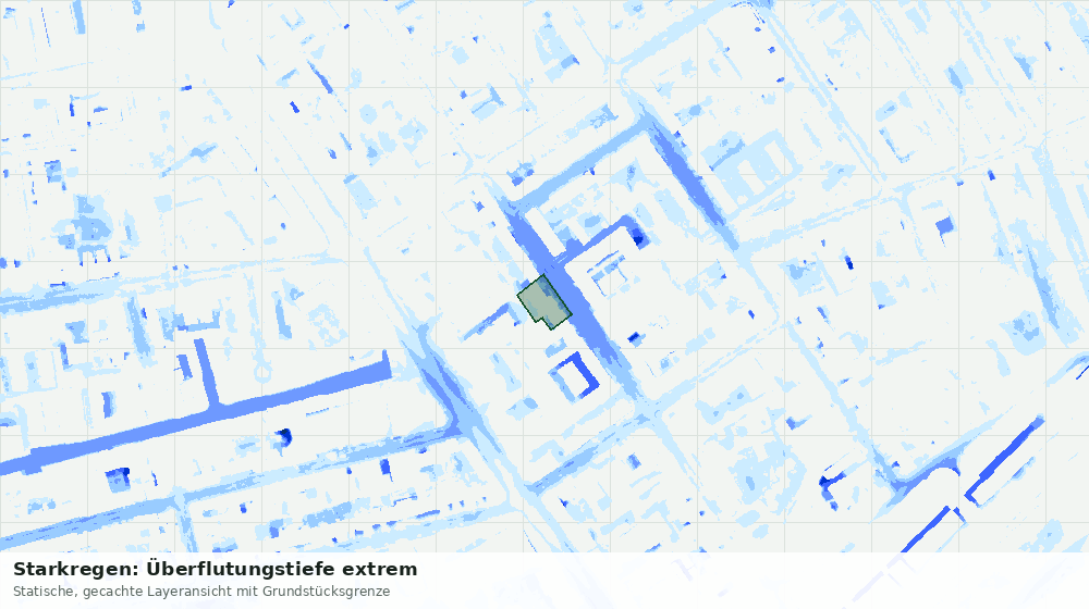 Statische Kartenansicht: Starkregen: Überflutungstiefe extrem