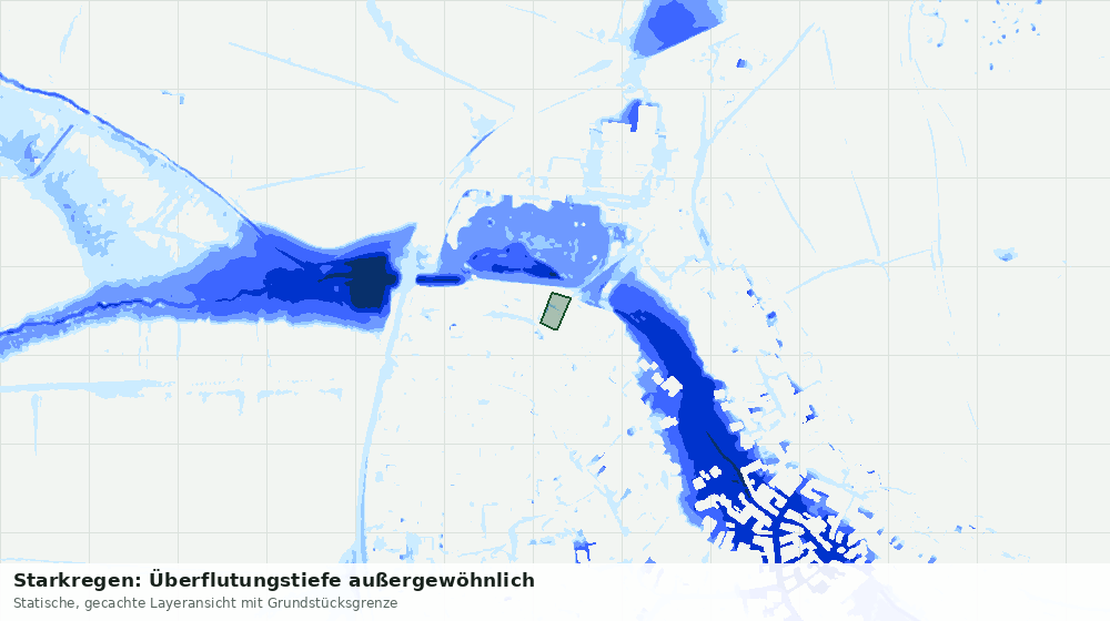 Statische Kartenansicht: Starkregen: Überflutungstiefe außergewöhnlich