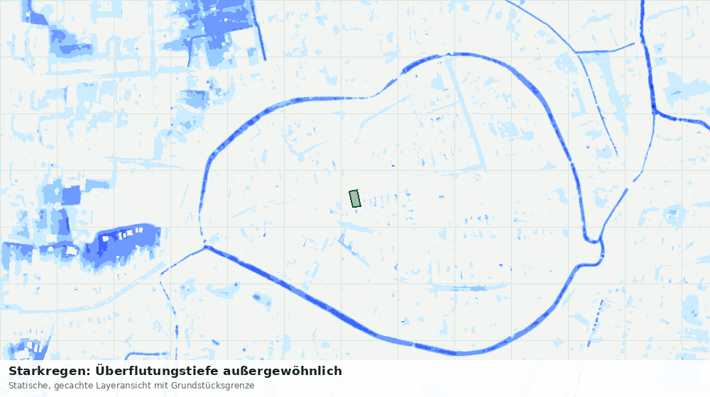 Statische Kartenansicht: Starkregen: Überflutungstiefe außergewöhnlich