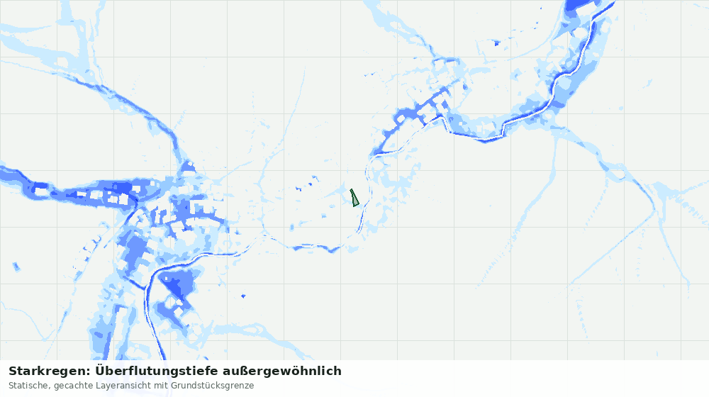 Statische Kartenansicht: Starkregen: Überflutungstiefe außergewöhnlich