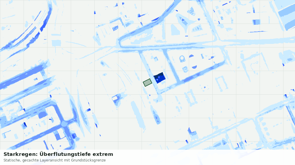 Statische Kartenansicht: Starkregen: Überflutungstiefe extrem