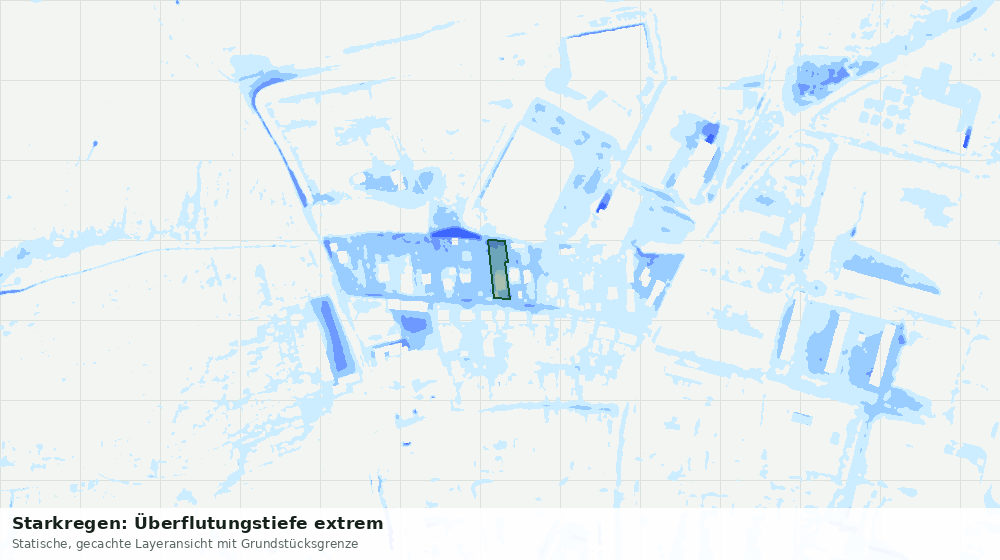 Statische Kartenansicht: Starkregen: Überflutungstiefe extrem