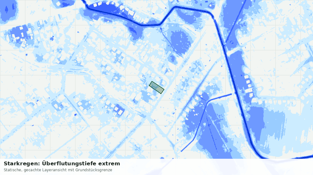 Statische Kartenansicht: Starkregen: Überflutungstiefe extrem