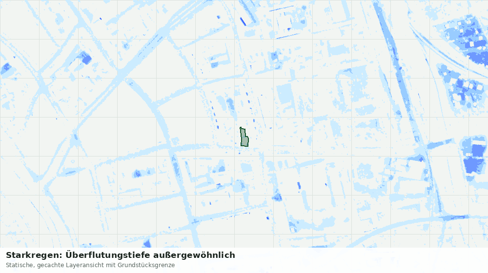 Statische Kartenansicht: Starkregen: Überflutungstiefe außergewöhnlich