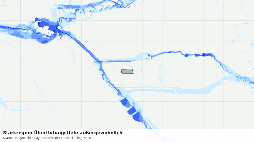 Statische Kartenansicht: Starkregen: Überflutungstiefe außergewöhnlich