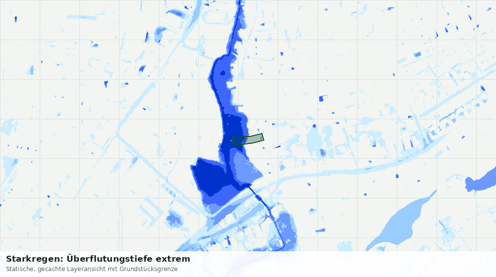 Statische Kartenansicht: Starkregen: Überflutungstiefe extrem