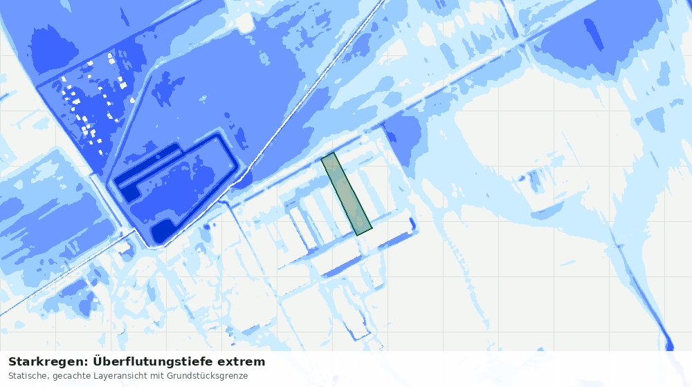 Statische Kartenansicht: Starkregen: Überflutungstiefe extrem