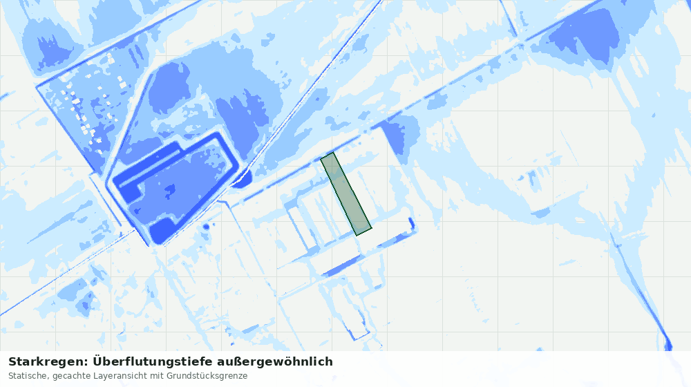 Statische Kartenansicht: Starkregen: Überflutungstiefe außergewöhnlich