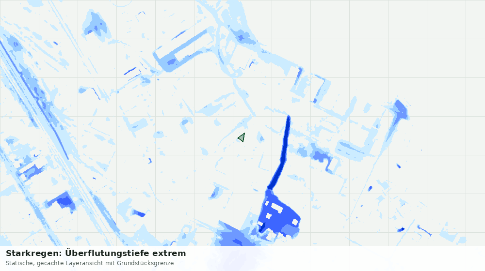 Statische Kartenansicht: Starkregen: Überflutungstiefe extrem